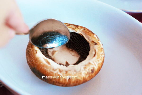 Remove Stem & Gill From Portobello Mushroom